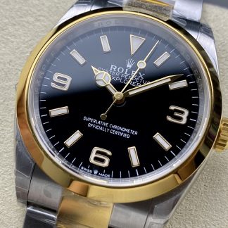 【Super Clone】Rolex Explorer 36 Black Dial Yellow Gold M124273 0001 Women's Watch