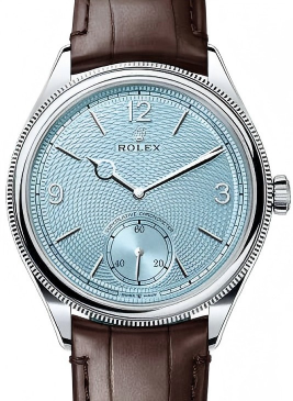 【Super Clone】Rolex 1908 52506 0002 Ice Blue Dial Brown Leather Strap 39 mm Replica Watch