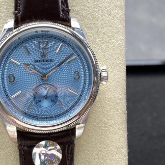 【Super Clone】Rolex 1908 52506 0002 Ice Blue Dial Brown Leather Strap 39 mm Replica Watch