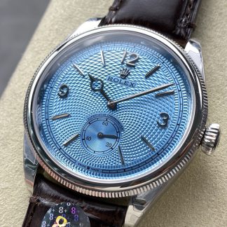 【Super Clone】Rolex 1908 52506 0002 Ice Blue Dial Brown Leather Strap 39 mm Replica Watch