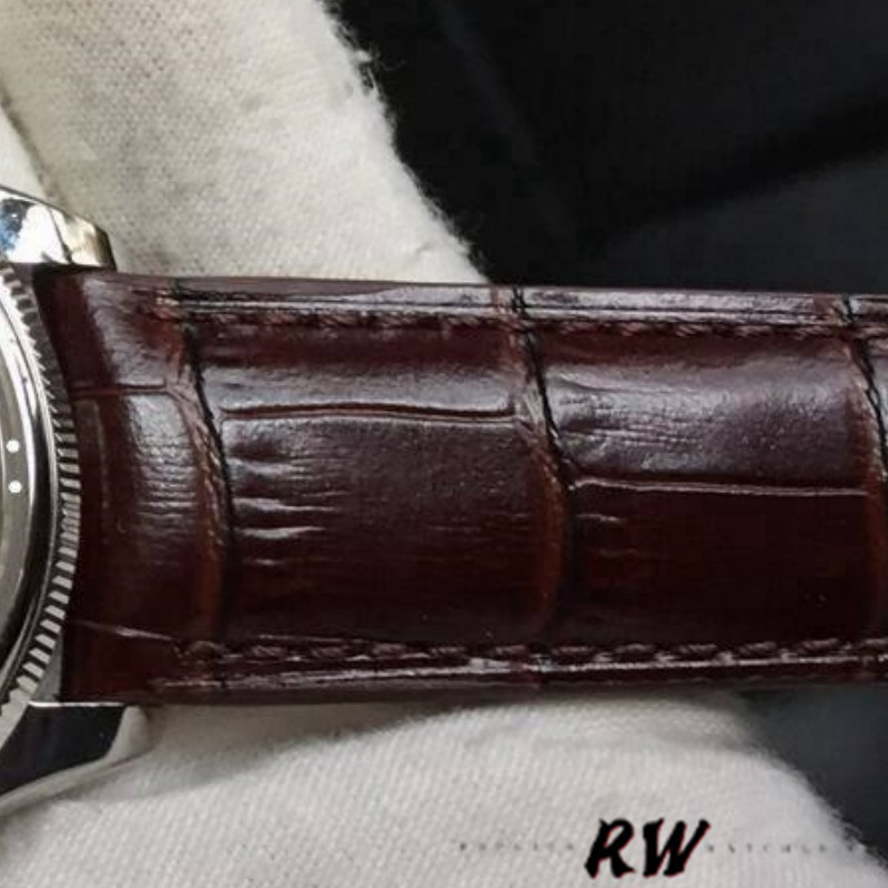 【Super Clone】Rolex Cellini Date 50519 Brown Leather Silver Dial 39mm Mens Replica Watch
