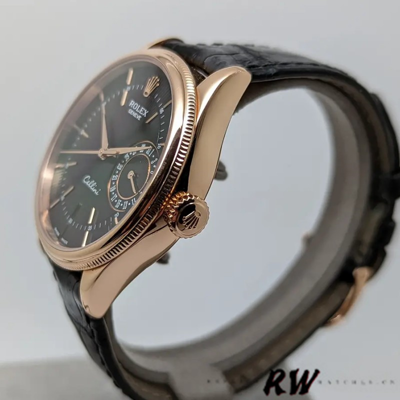 【Super Clone】Rolex Cellini Date 50515 Rose Gold Black Index Dial 39mm Mens Replica Watch