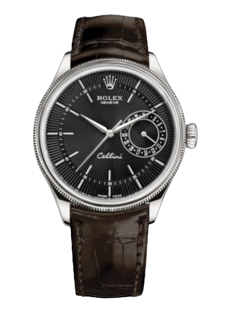 【Super Clone】Rolex Cellini Date 50519 Brown Leather Black Dial 39mm Mens Replica Watch