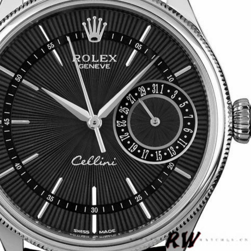 【Super Clone】Rolex Cellini Date 50519 Brown Leather Black Dial 39mm Mens Replica Watch
