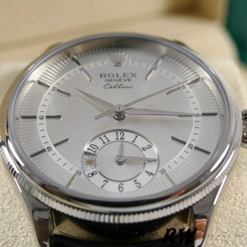 【Super Clone】Rolex Cellini Dual Time 50529 Silver Dial 39mm Mens Replica Watch