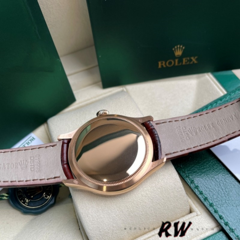【Super Clone】Rolex Cellini Time 50505 Brown Leather Strap Black Dial 39mm Mens Replica Watch