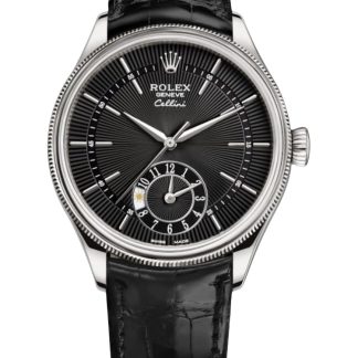 【Super Clone】Rolex Cellini Dual Time 50529 Black Guilloche Dial 39mm Mens Replica Watch