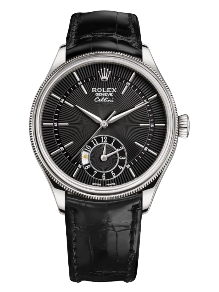 【Super Clone】Rolex Cellini Dual Time 50529 Black Guilloche Dial 39mm Mens Replica Watch