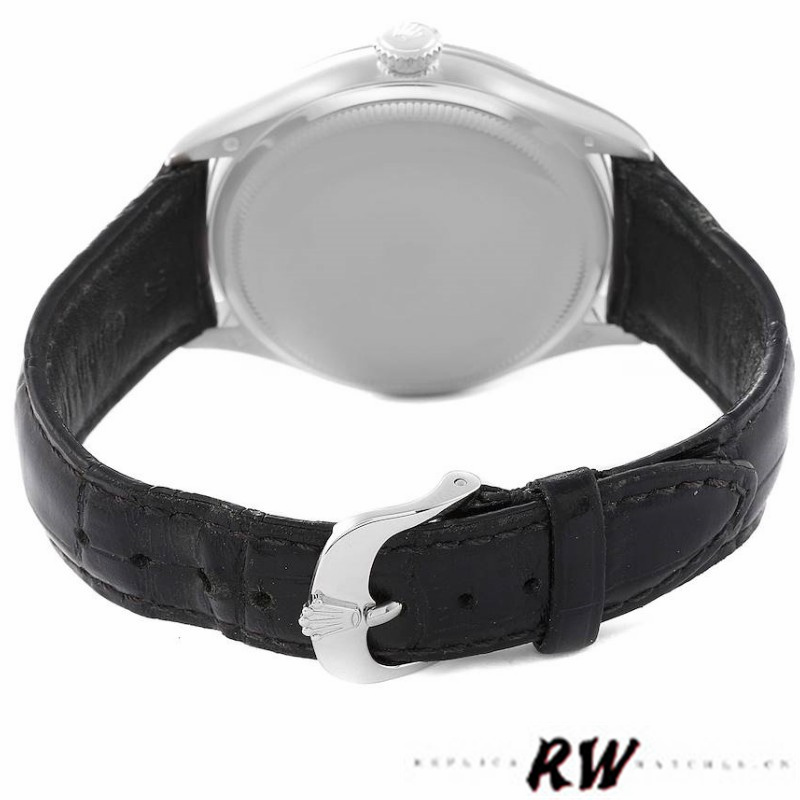 【Super Clone】Rolex Cellini Time 50509 Black Leather Strap Black Dial 39mm Mens Replica Watch