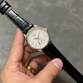 【Super Clone】Rolex Cellini Dual Time 50529 Silver Sunburst Dial Black Leather Strap 39mm Mens Replica Watch