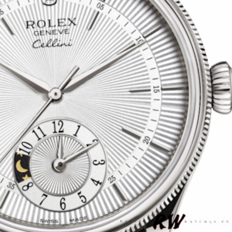 【Super Clone】Rolex Cellini Dual Time 50529 Silver Dial Brown Strap 39mm Mens Replica Watch