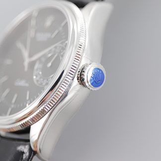 【Super Clone】Rolex Cellini Date 50519 Black Leather Black Dial 39mm Mens Replica Watch