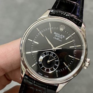【Super Clone】Rolex Cellini Dual Time 50529 Black Dial White Gold 39mm Mens Replica Watch