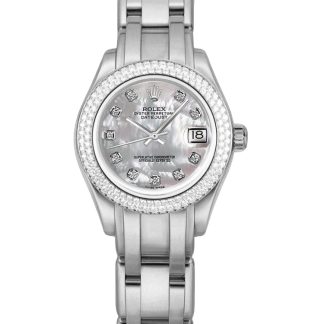 【Super Clone】Rolex Pearlmaster 81339 White MOP Diamond Dial 34mm Lady Replica Watch
