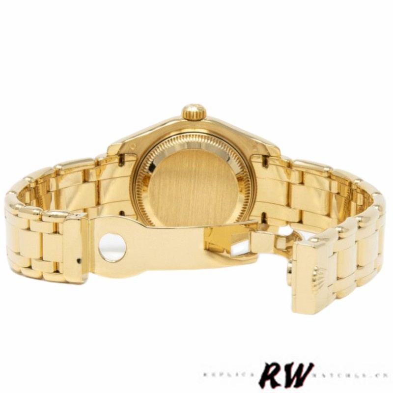 【Super Clone】Rolex Pearlmaster 80318 Yellow Gold White Dial 29MM Lady Replica Watch