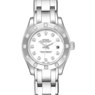 【Super Clone】Rolex Pearlmaster 80319 White Dial Diamond 29MM Lady Replica Watch