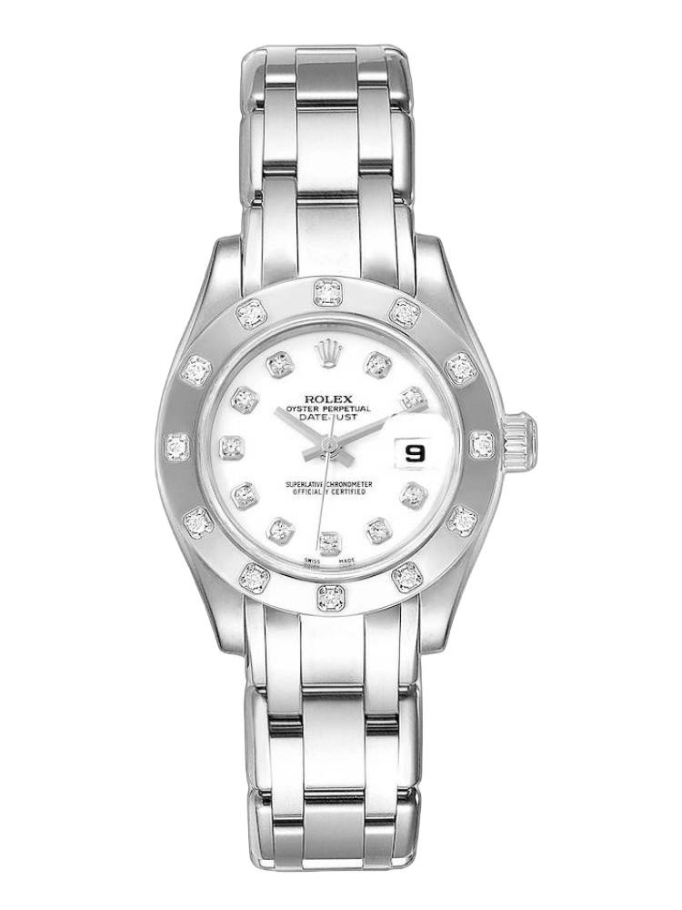 【Super Clone】Rolex Pearlmaster 80319 White Dial Diamond 29MM Lady Replica Watch