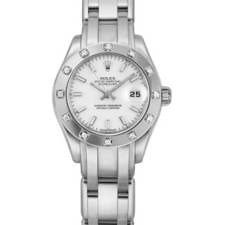 【Super Clone】Rolex Masterpiece Pearlmaster 80319 White Dial 29MM Lady Replica Watch