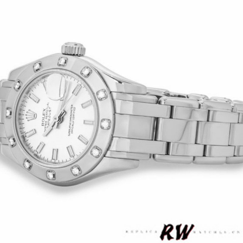 【Super Clone】Rolex Masterpiece Pearlmaster 80319 White Dial 29MM Lady Replica Watch