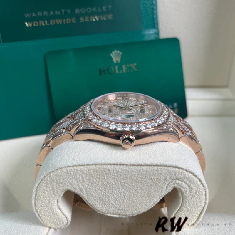 【Super Clone】Rolex Pearlmaster 86405RBR Everose Gold Paved Diamond dial 39mm Mens Replica Watch