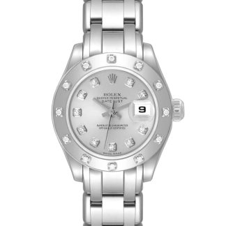 【Super Clone】Rolex Pearlmaster 80319 Silver Diamond Dial 29MM Lady Replica Watch