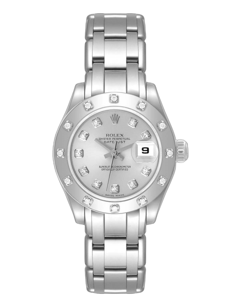 【Super Clone】Rolex Pearlmaster 80319 Silver Diamond Dial 29MM Lady Replica Watch