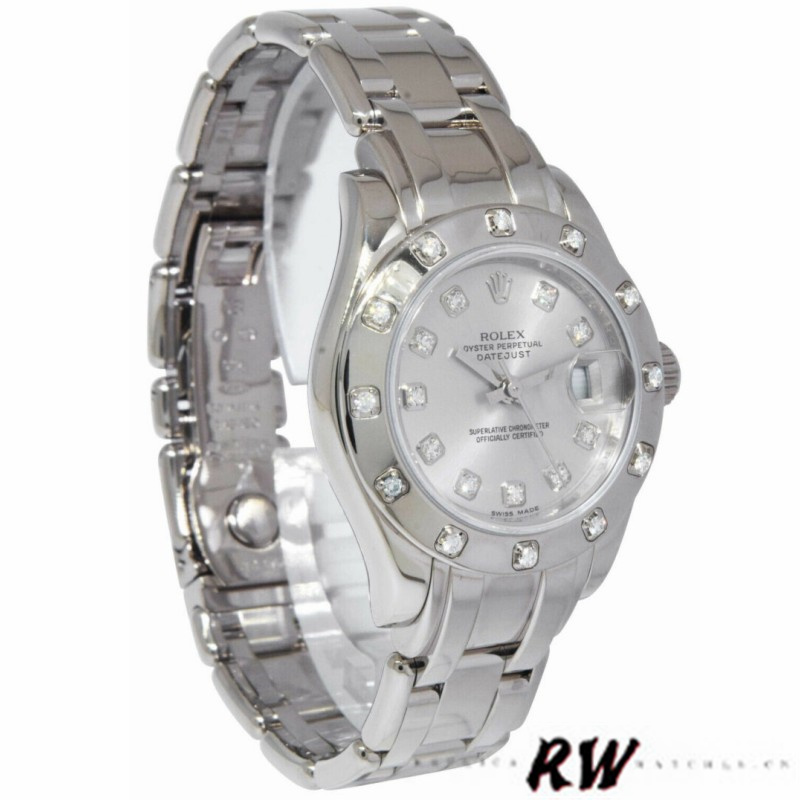 【Super Clone】Rolex Pearlmaster 80319 Silver Diamond Dial 29MM Lady Replica Watch