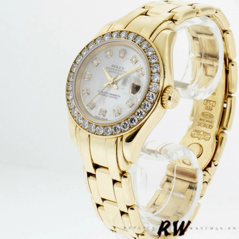 【Super Clone】Rolex Pearlmaster 80298 White MOP Dial 29MM Lady Replica Watch