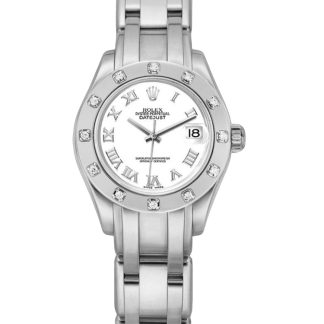 【Super Clone】Rolex Pearlmaster 80319 White Roman Dial 29MM Lady Replica Watch
