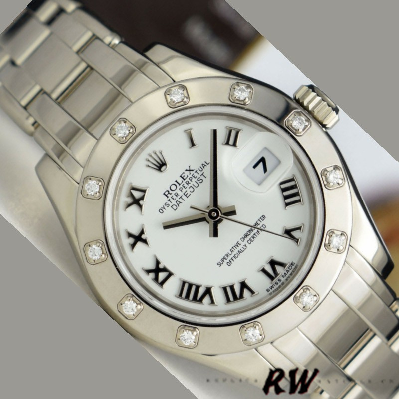 【Super Clone】Rolex Pearlmaster 80319 White Roman Dial 29MM Lady Replica Watch