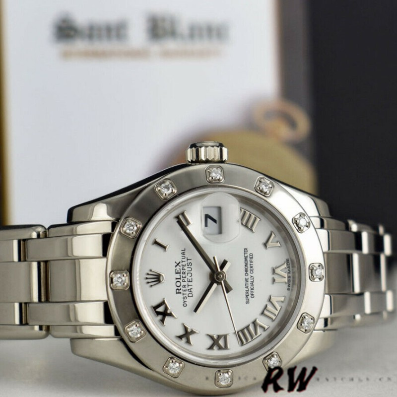 【Super Clone】Rolex Pearlmaster 80319 White Roman Dial 29MM Lady Replica Watch