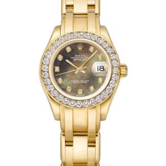 【Super Clone】Rolex Pearlmaster 80298 Yellow Gold MOP Dial 29MM Lady Replica Watch