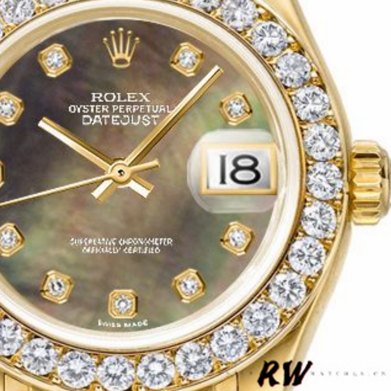 【Super Clone】Rolex Pearlmaster 80298 Yellow Gold MOP Dial 29MM Lady Replica Watch