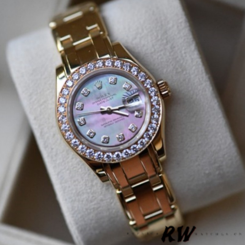 【Super Clone】Rolex Pearlmaster 80298 Yellow Gold MOP Dial 29MM Lady Replica Watch