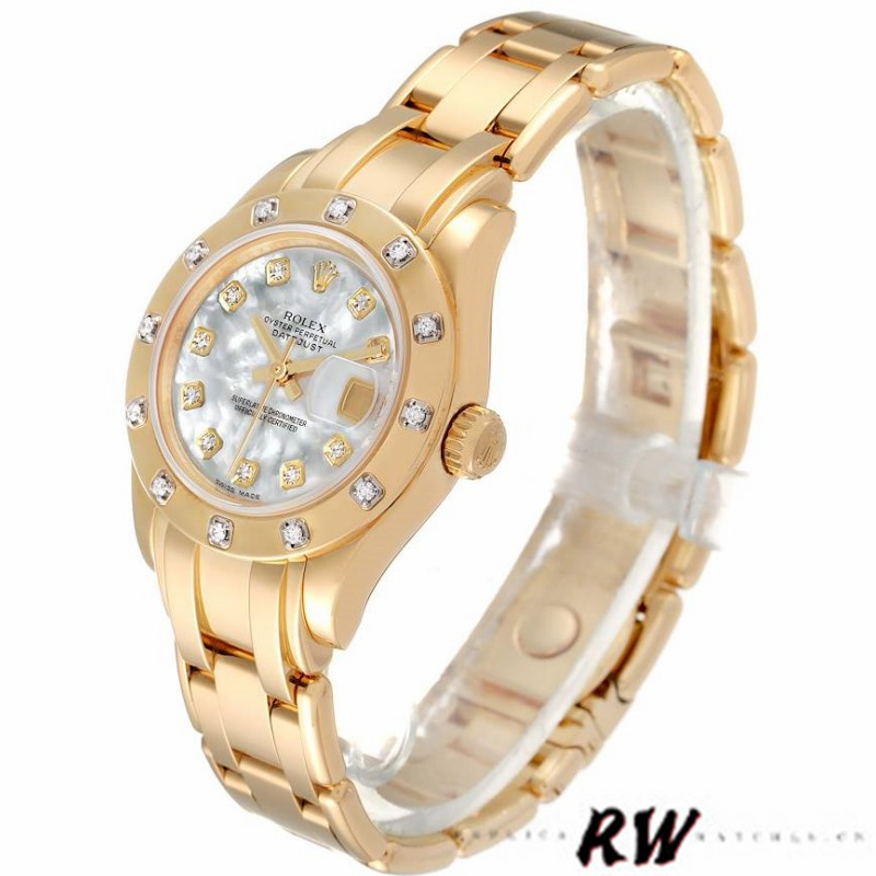 【Super Clone】Rolex Pearlmaster 80318 MOP Diamond Dial 29MM Lady Replica Watch