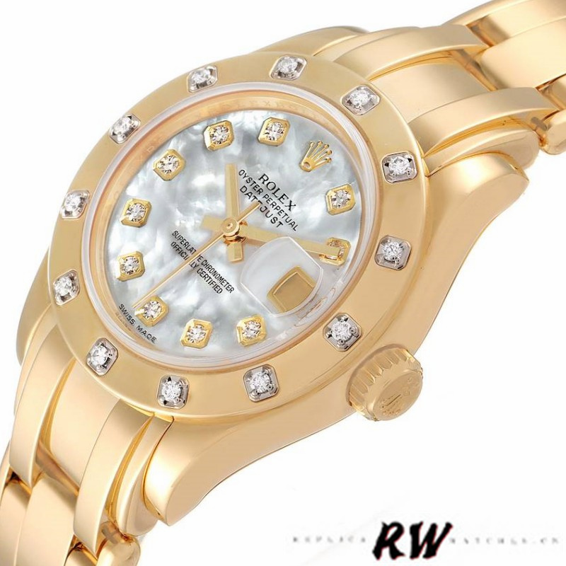 【Super Clone】Rolex Pearlmaster 80318 MOP Diamond Dial 29MM Lady Replica Watch