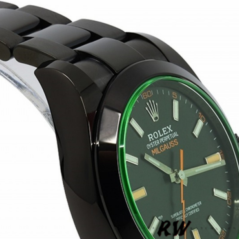 【Super Clone】Rolex Milgauss 116400GV Green Crystal Stainless Steel/PVD Black Dial 40MM Mens Replica Watch