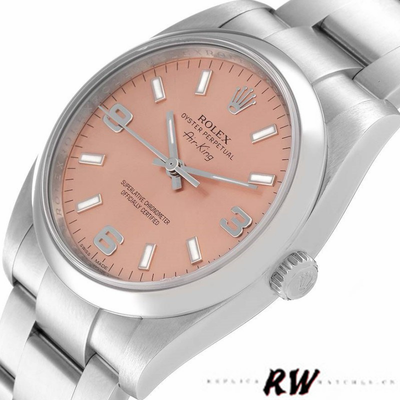 【Super Clone】Rolex Oyster Perpetual Air-King 114200 Salmon Dial 34mm Unisex Replica watch