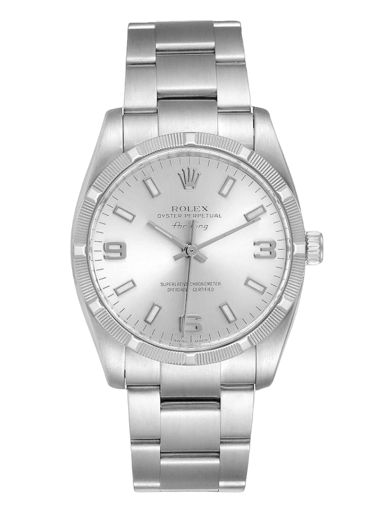 【Super Clone】Rolex Oyster Perpetual Air King 114210 Silver Dial 34mm Unisex replica watch