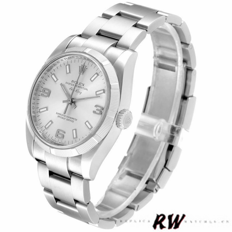 【Super Clone】Rolex Oyster Perpetual Air King 114210 Silver Dial 34mm Unisex replica watch