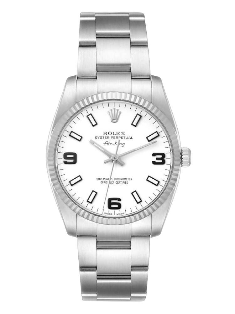 【Super Clone】Rolex Oyster Perpetual Air-King 114234 White Arabic Dial 34mm Unisex Replica Watch