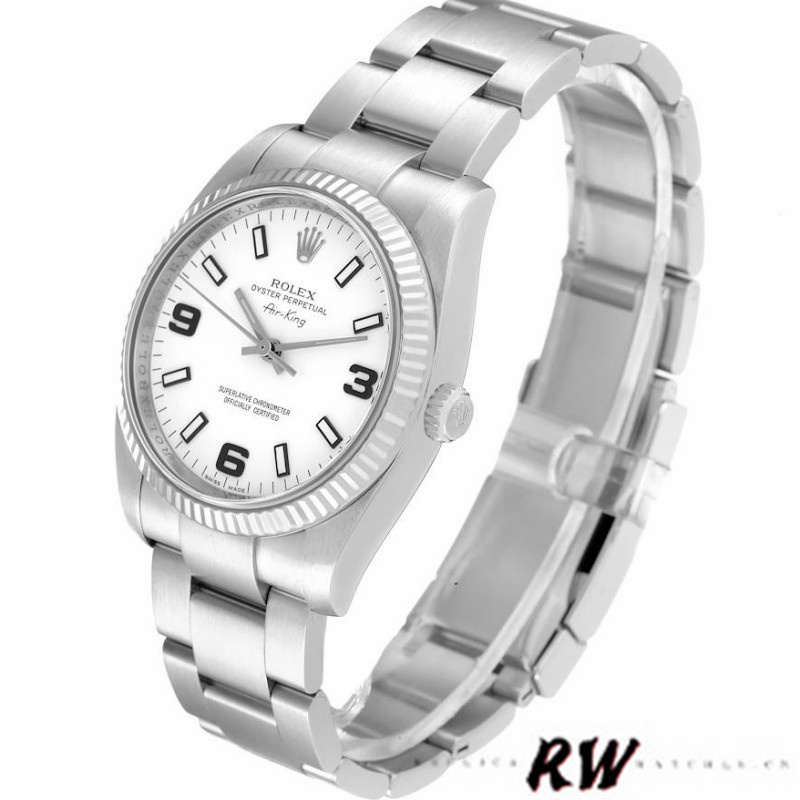 【Super Clone】Rolex Oyster Perpetual Air-King 114234 White Arabic Dial 34mm Unisex Replica Watch