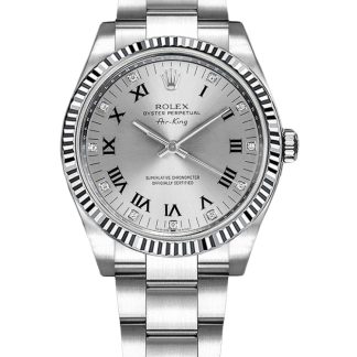 【Super Clone】Rolex Oyster Perpetual Air-King 114234 Silver Roman Diamond Dial 34mm Replica Watch