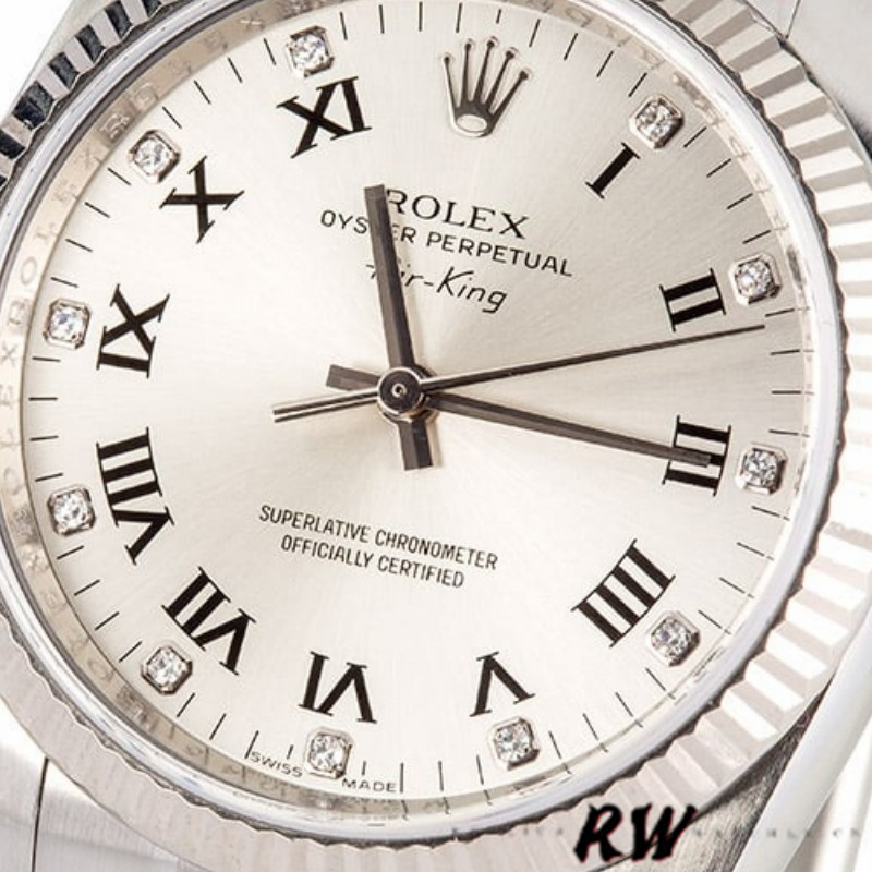 【Super Clone】Rolex Oyster Perpetual Air-King 114234 Silver Roman Diamond Dial 34mm Replica Watch