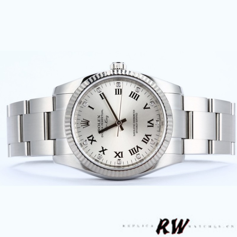 【Super Clone】Rolex Oyster Perpetual Air-King 114234 Silver Roman Diamond Dial 34mm Replica Watch