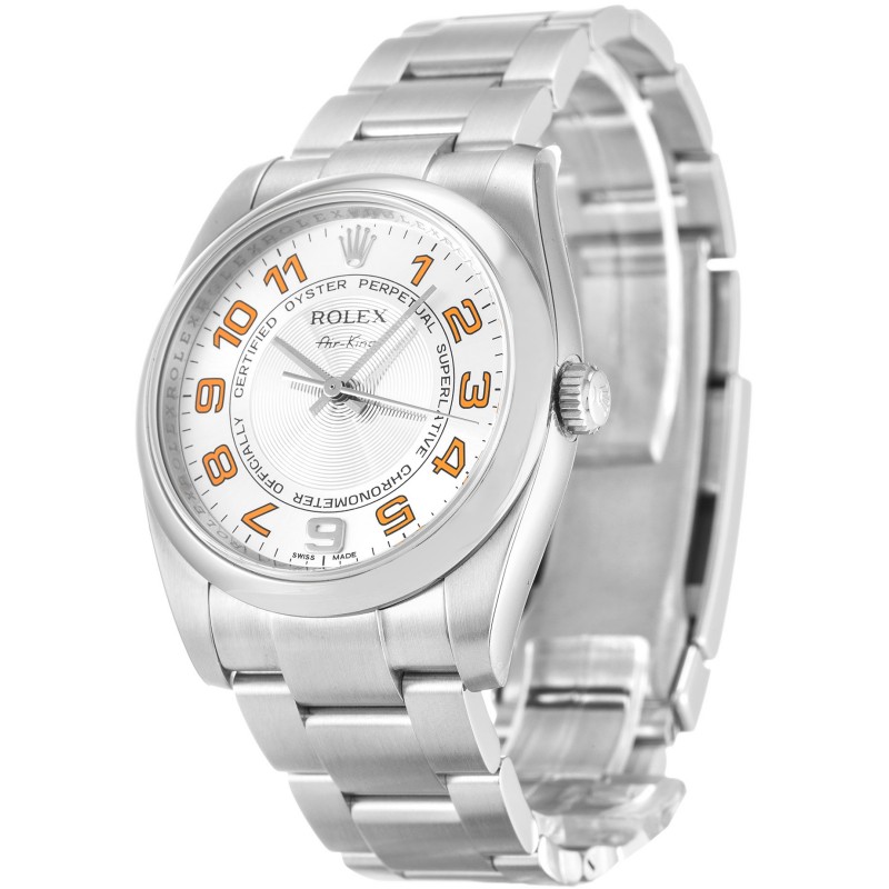 【Super Clone】Rolex Oyster Perpetual Air-King 114200 Concentric Silver Dial 34mm Unisex Replica watch