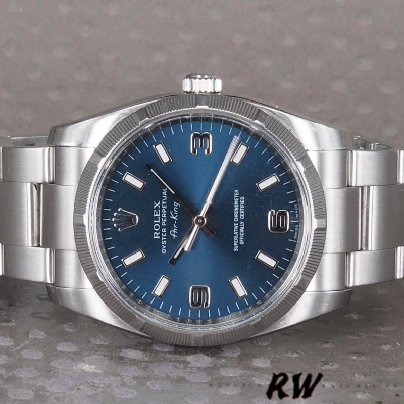 【Super Clone】Rolex Oyster Perpetual Air King 114210 Blue Dial 34mm Unisex replica watch