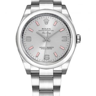 【Super Clone】Rolex Oyster Perpetual Air-King 114200 Silver Dial Pink Baton 34mm Unisex replica watch
