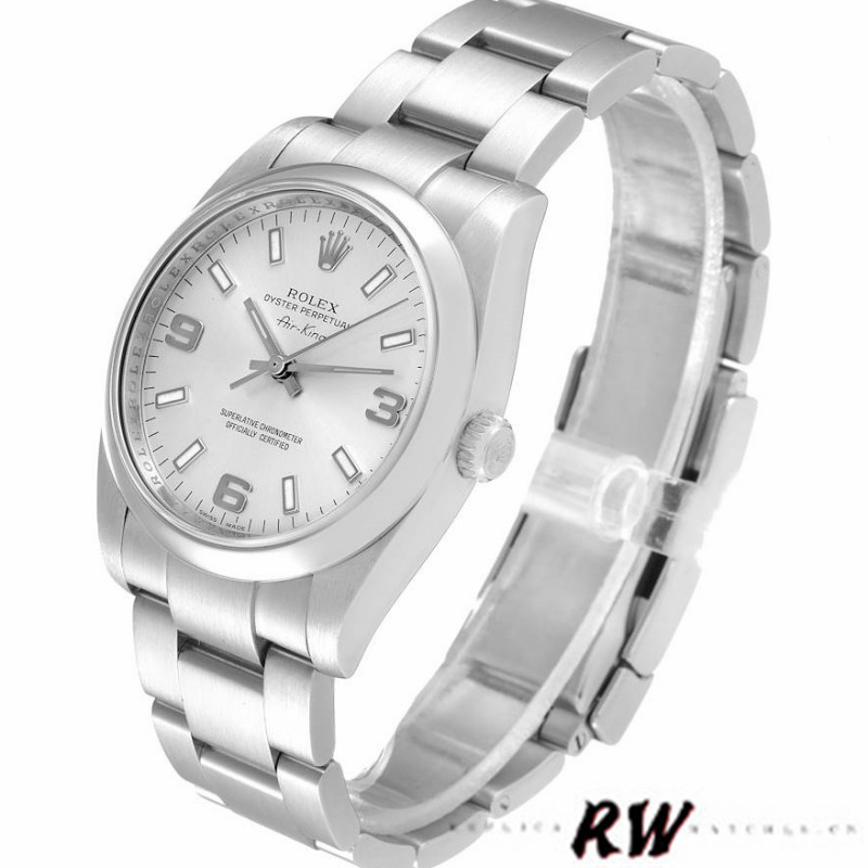 【Super Clone】Rolex Oyster Perpetual Air-King 114200 Silver Arabic Dial 34mm Unisex Replica watch