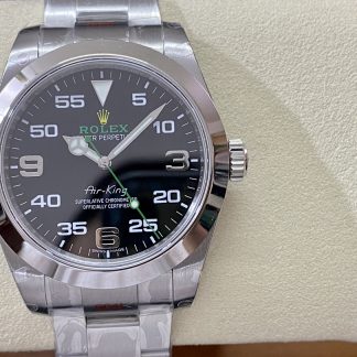 【Super Clone】Rolex Air-King Stainless Steel Black Arabic Dial 116900 40mm Mens Replica Watch